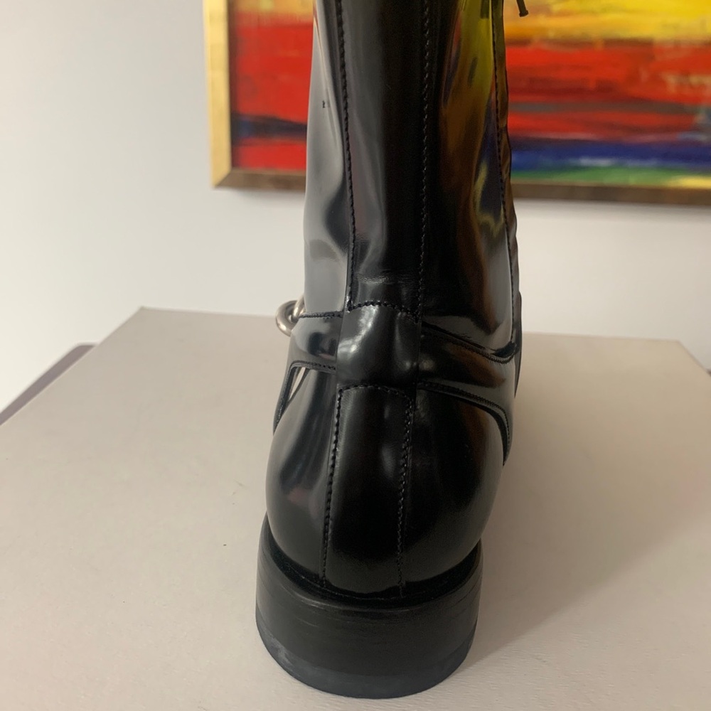 Balenciaga Shorter Black Veau Grossi Masculine Biker Boots Black Leather SZ 37.5 - Picture 7 of 14